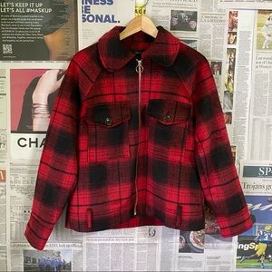 Forever 21 Mens Red & Black Flannel Zip Up
